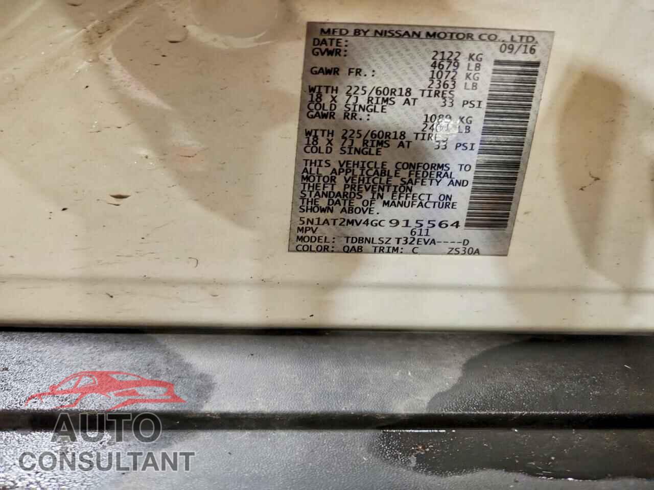 NISSAN ROGUE 2016 - 5N1AT2MV4GC915564