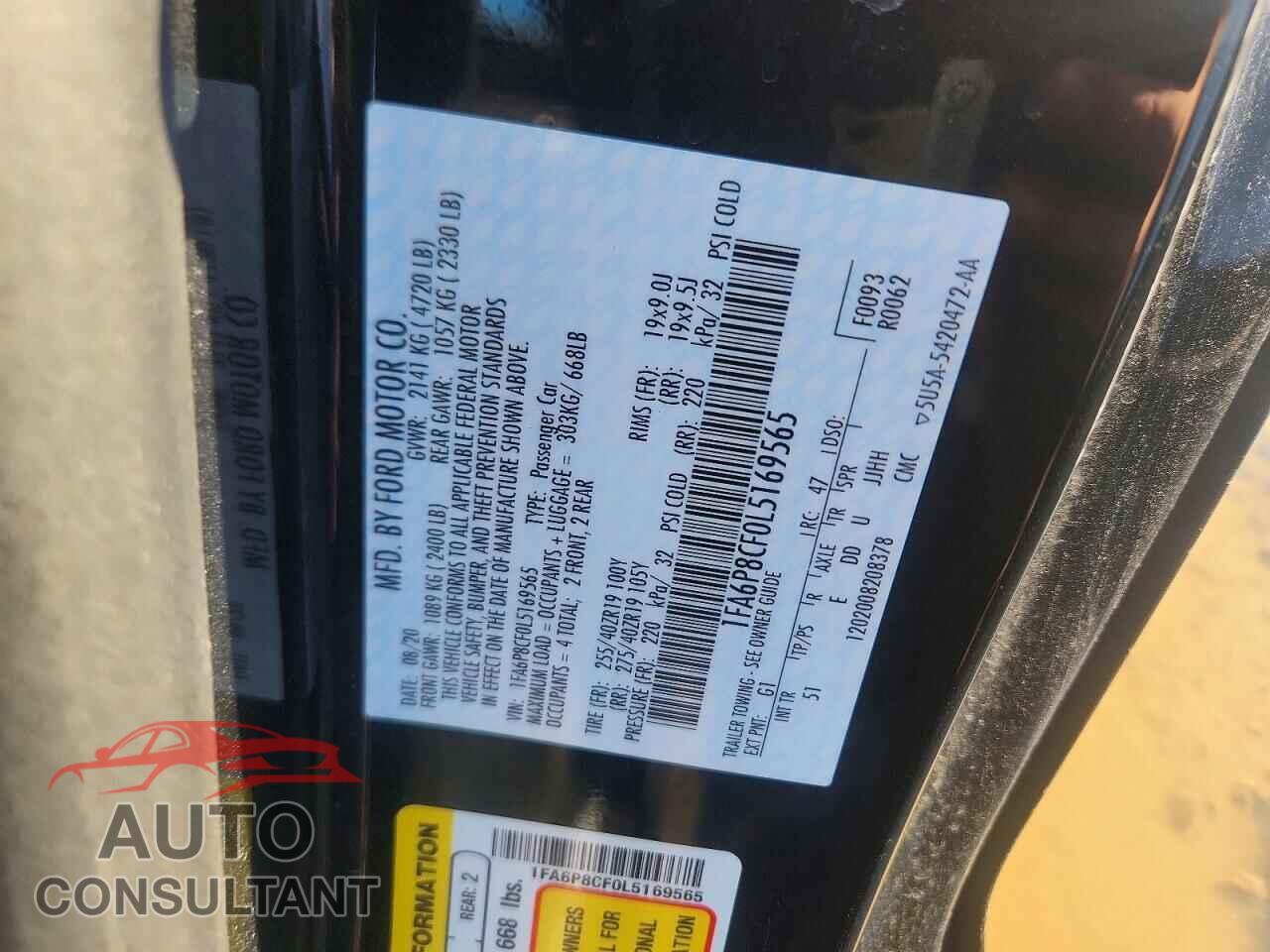FORD MUSTANG 2020 - 1FA6P8CF0L5169565