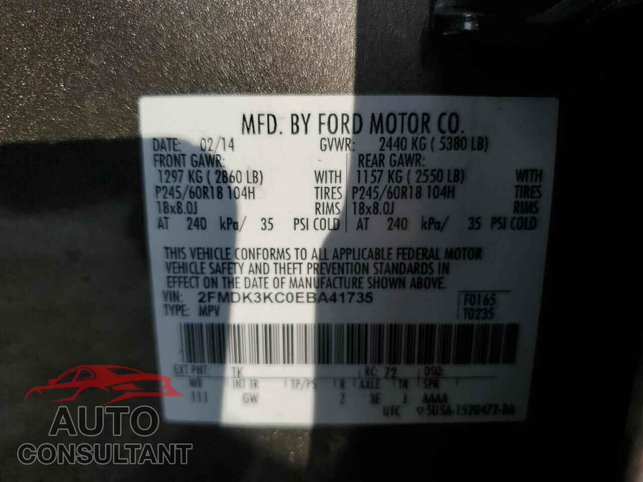 FORD EDGE 2014 - 2FMDK3KC0EBA41735