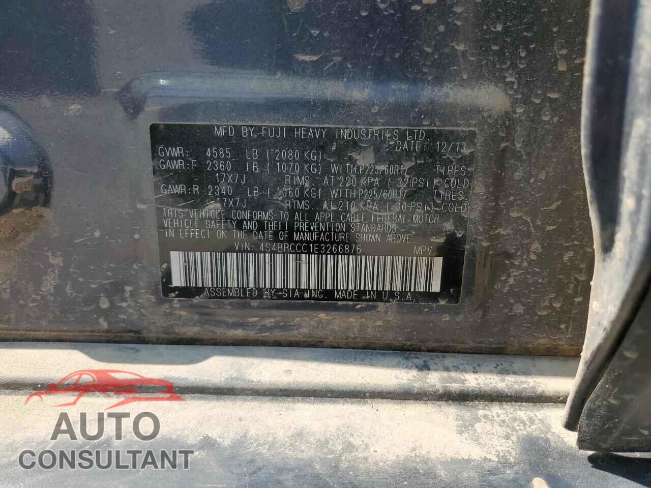 SUBARU OUTBACK 2014 - 4S4BRCCC1E3266876