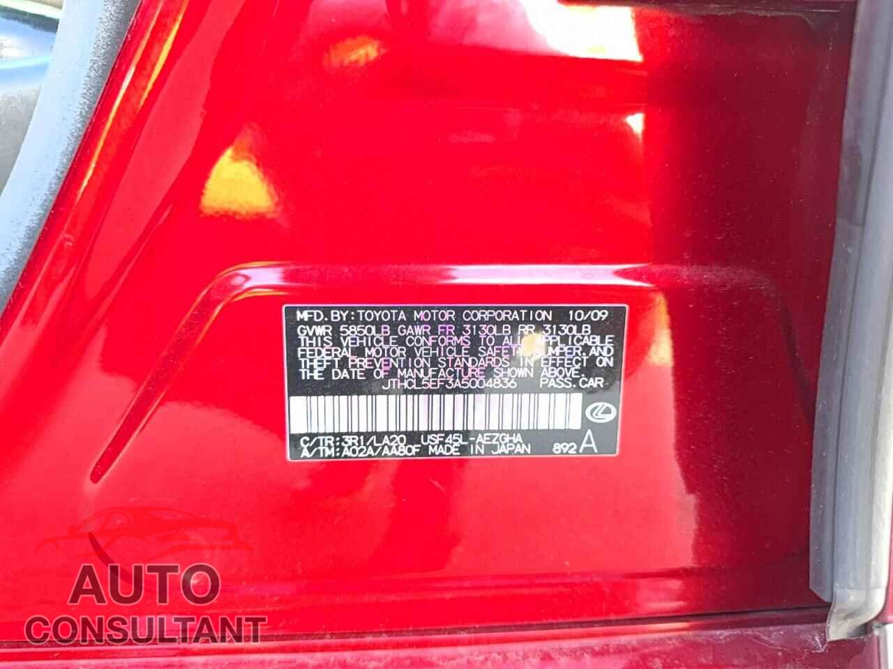 LEXUS LS460 2010 - JTHCL5EF3A5004836