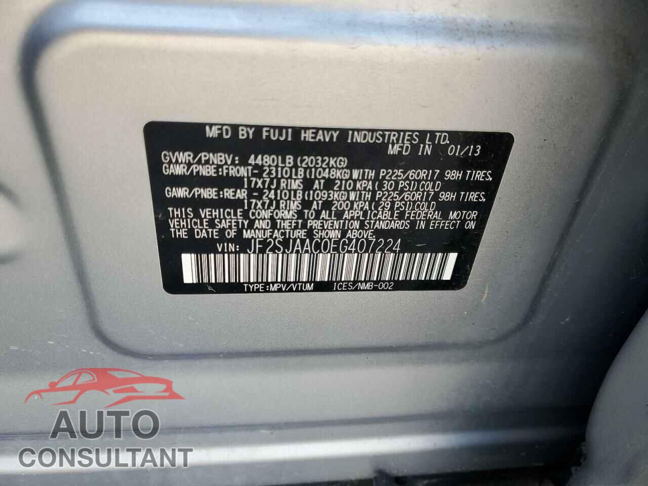 SUBARU FORESTER 2014 - JF2SJAAC0EG407224