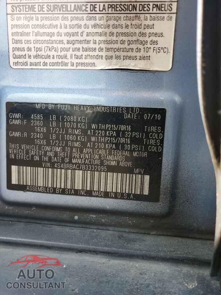 SUBARU OUTBACK 2011 - 4S4BRBAC7B3332095