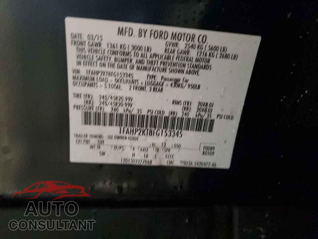 FORD TAURUS 2015 - 1FAHP2KT8FG153345
