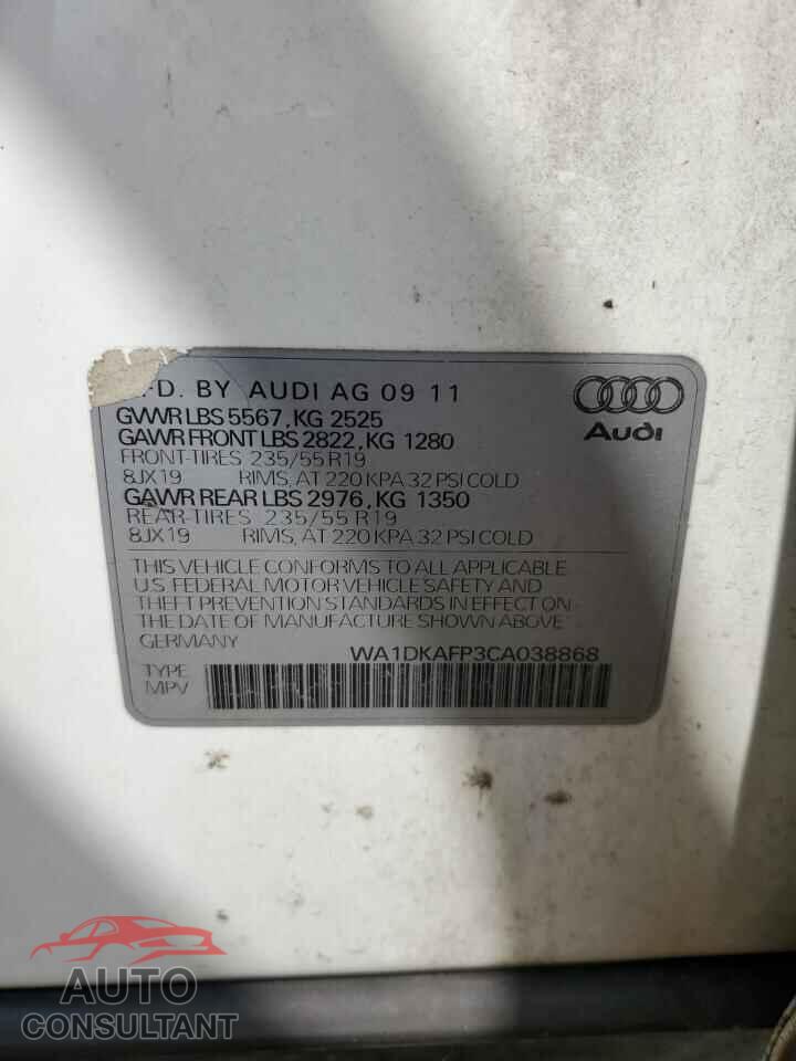 AUDI Q5 2012 - WA1DKAFP3CA038868