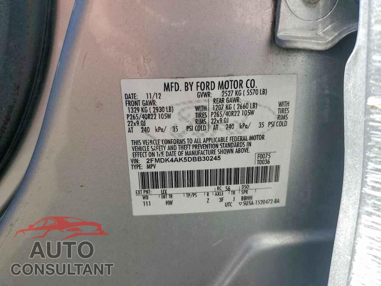 FORD EDGE 2013 - 2FMDK4AK5DBB30245