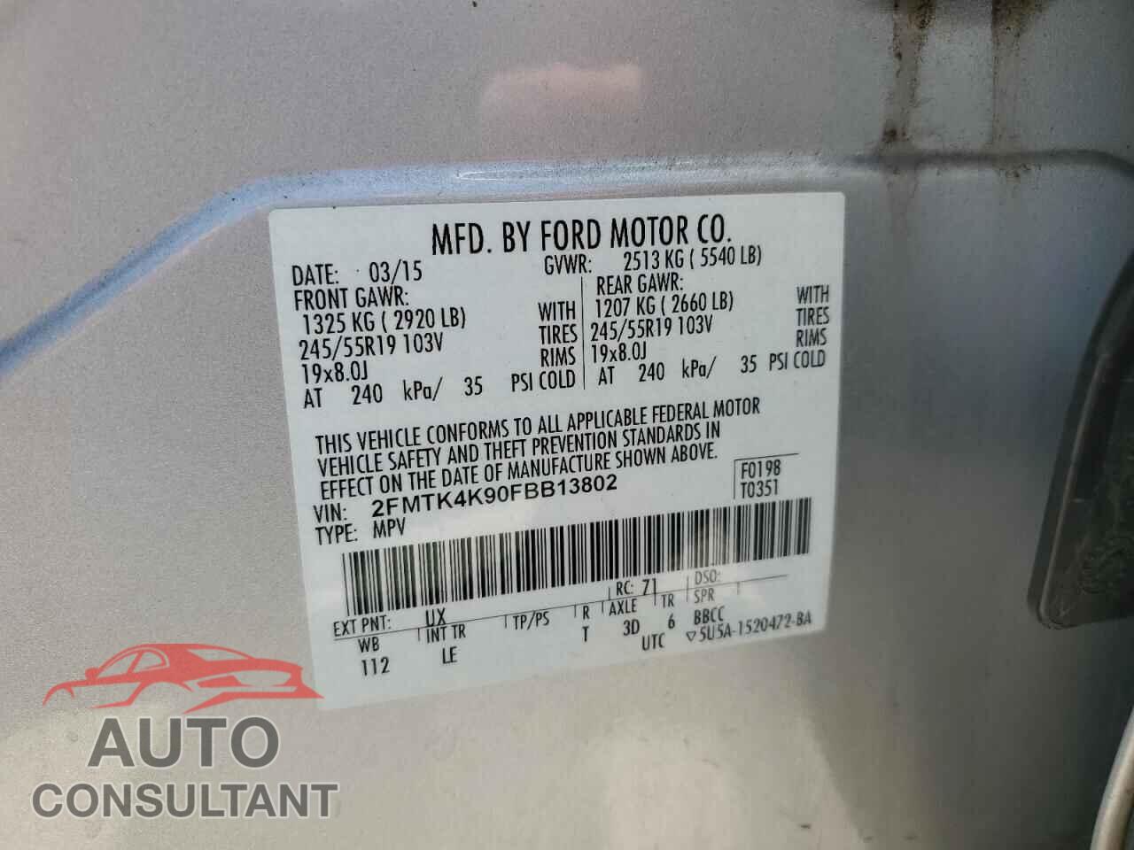 FORD EDGE 2015 - 2FMTK4K90FBB13802