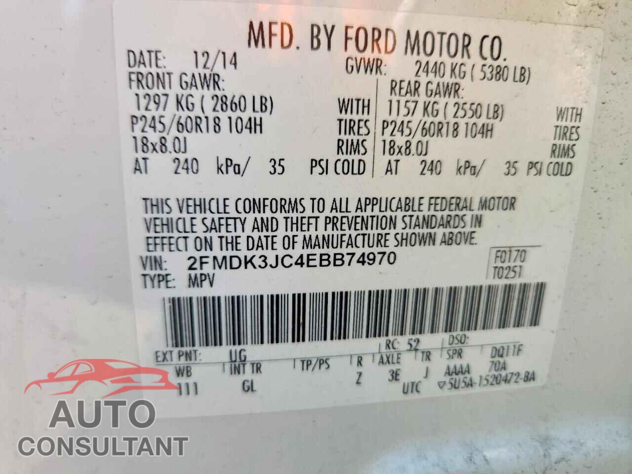 FORD EDGE 2014 - 2FMDK3JC4EBB74970