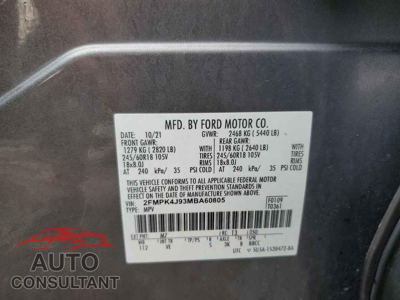 FORD EDGE 2021 - 2FMPK4J93MBA60805