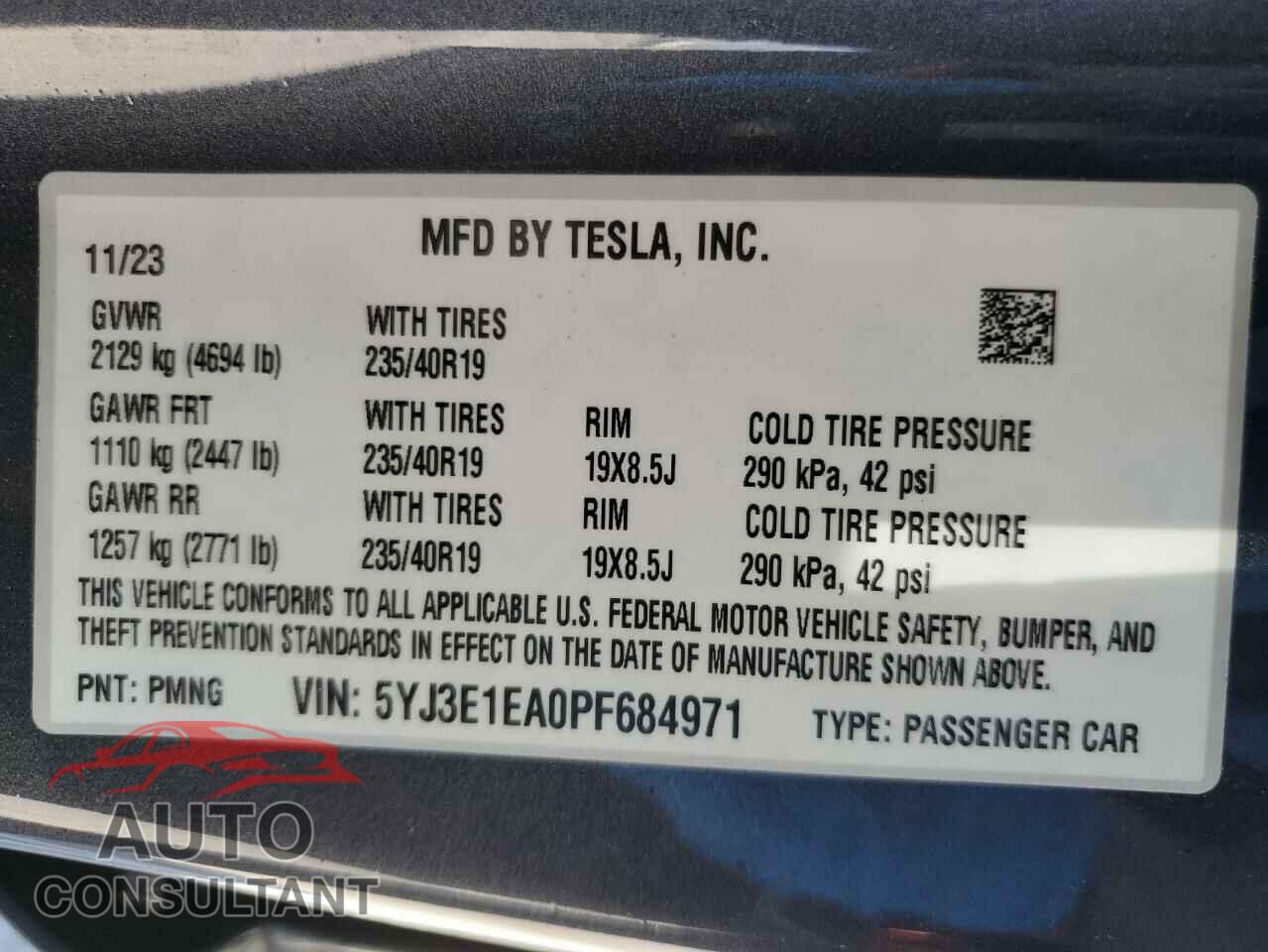 TESLA MODEL 3 2023 - 5YJ3E1EA0PF684971