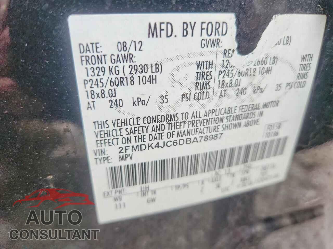 FORD EDGE 2013 - 2FMDK4JC6DBA78987