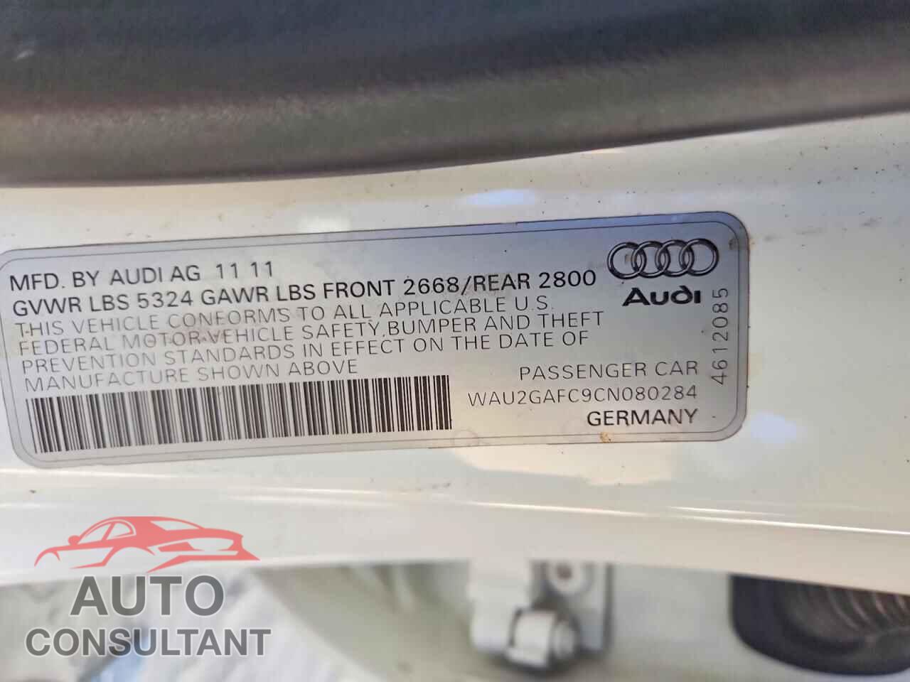 AUDI A7 2012 - WAU2GAFC9CN080284