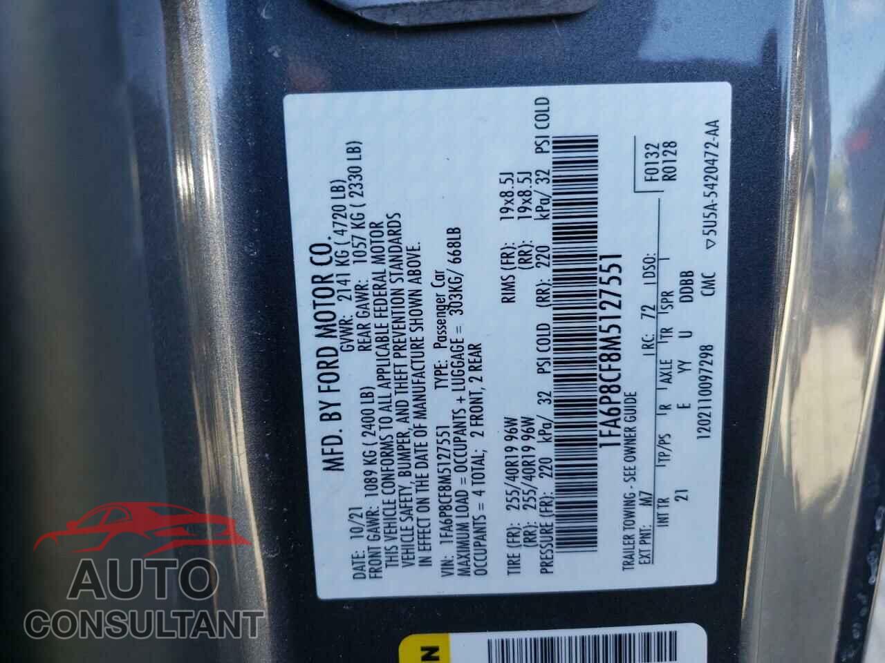 FORD MUSTANG 2021 - 1FA6P8CF8M5127551