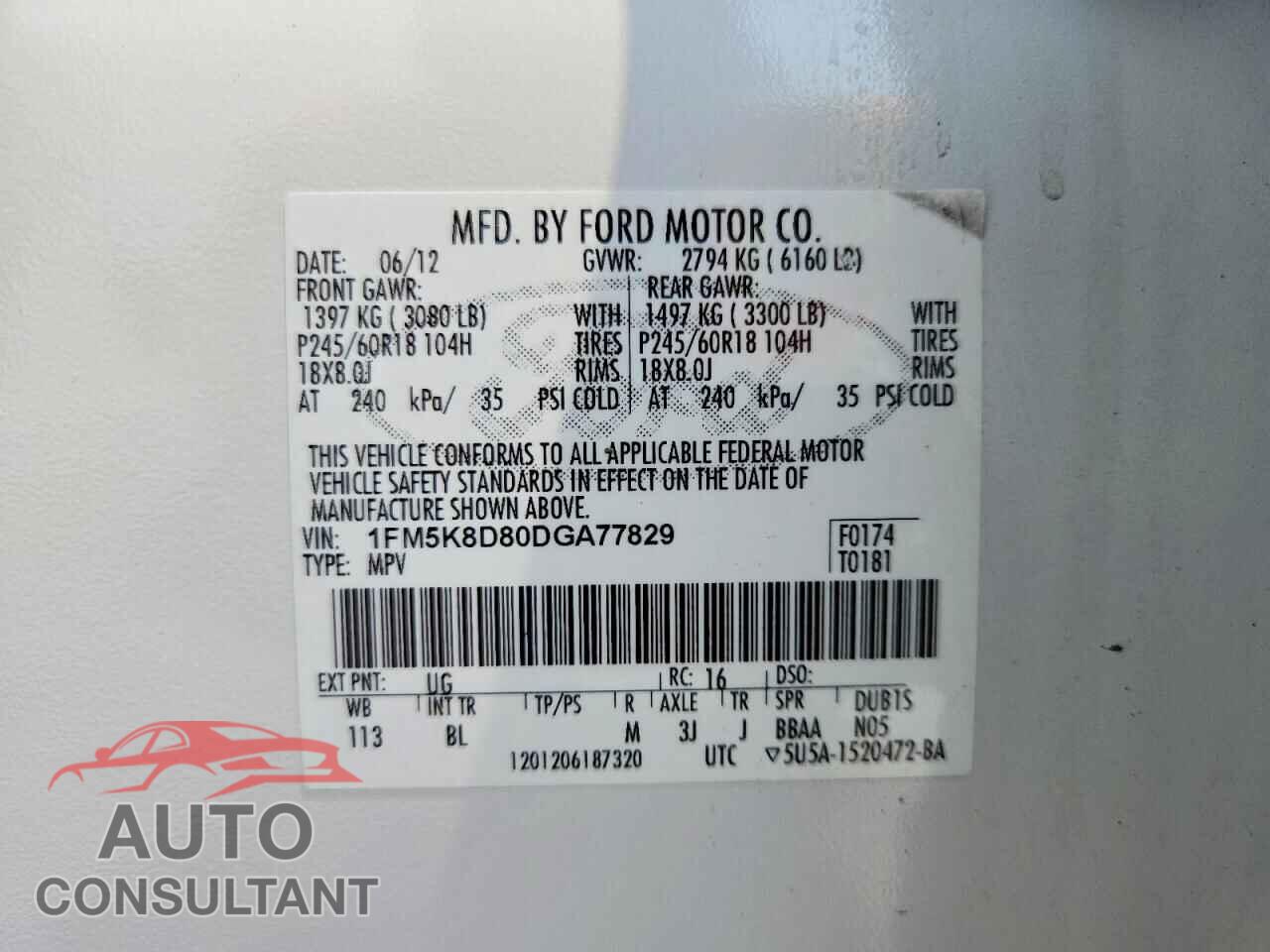 FORD EXPLORER 2013 - 1FM5K8D80DGA77829