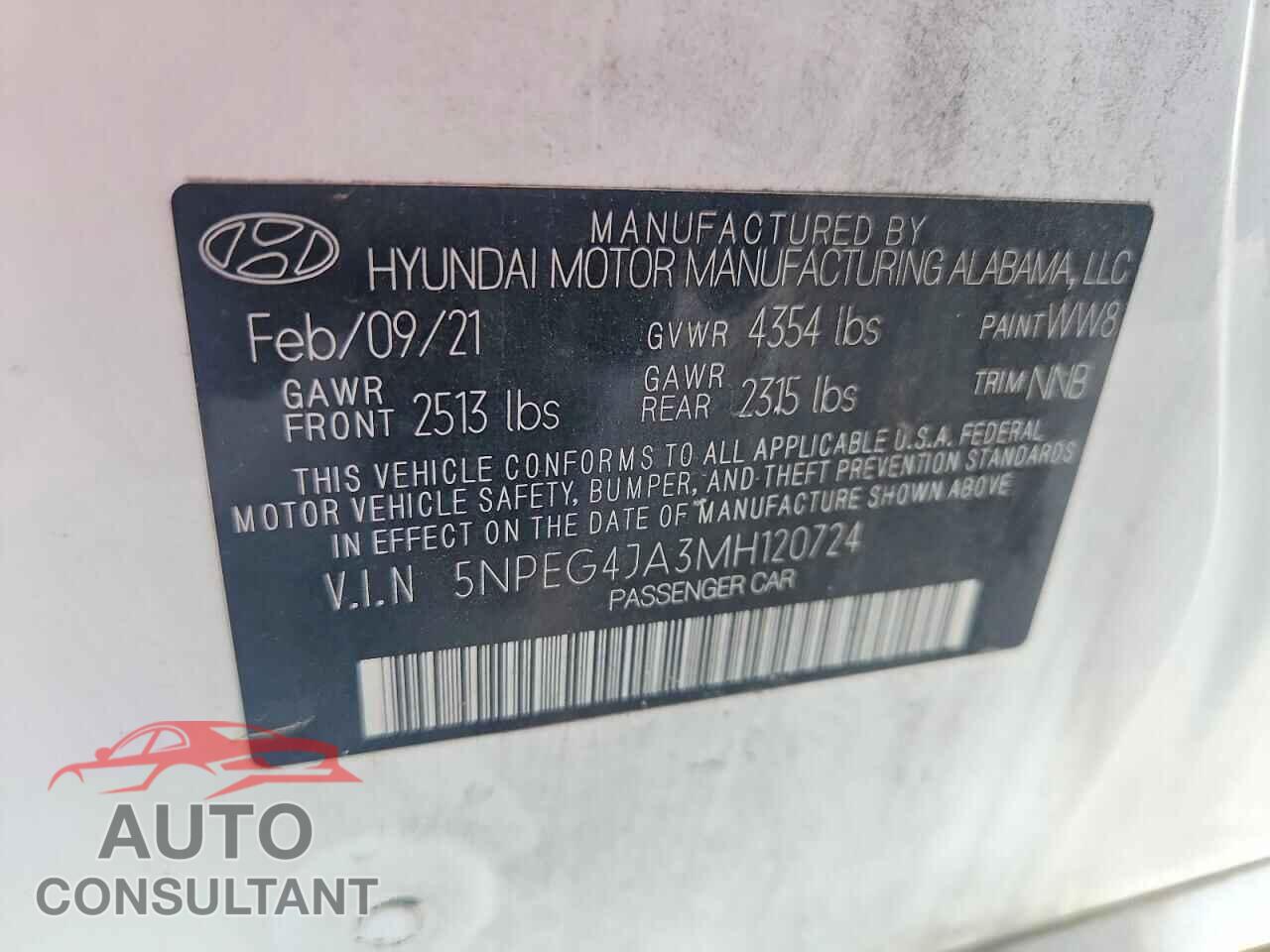 HYUNDAI SONATA 2021 - 5NPEG4JA3MH120724