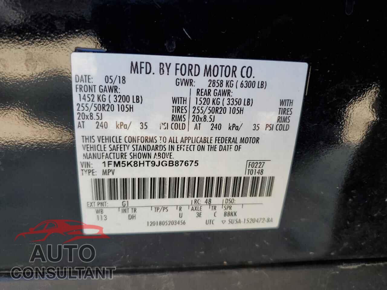 FORD EXPLORER 2018 - 1FM5K8HT9JGB87675