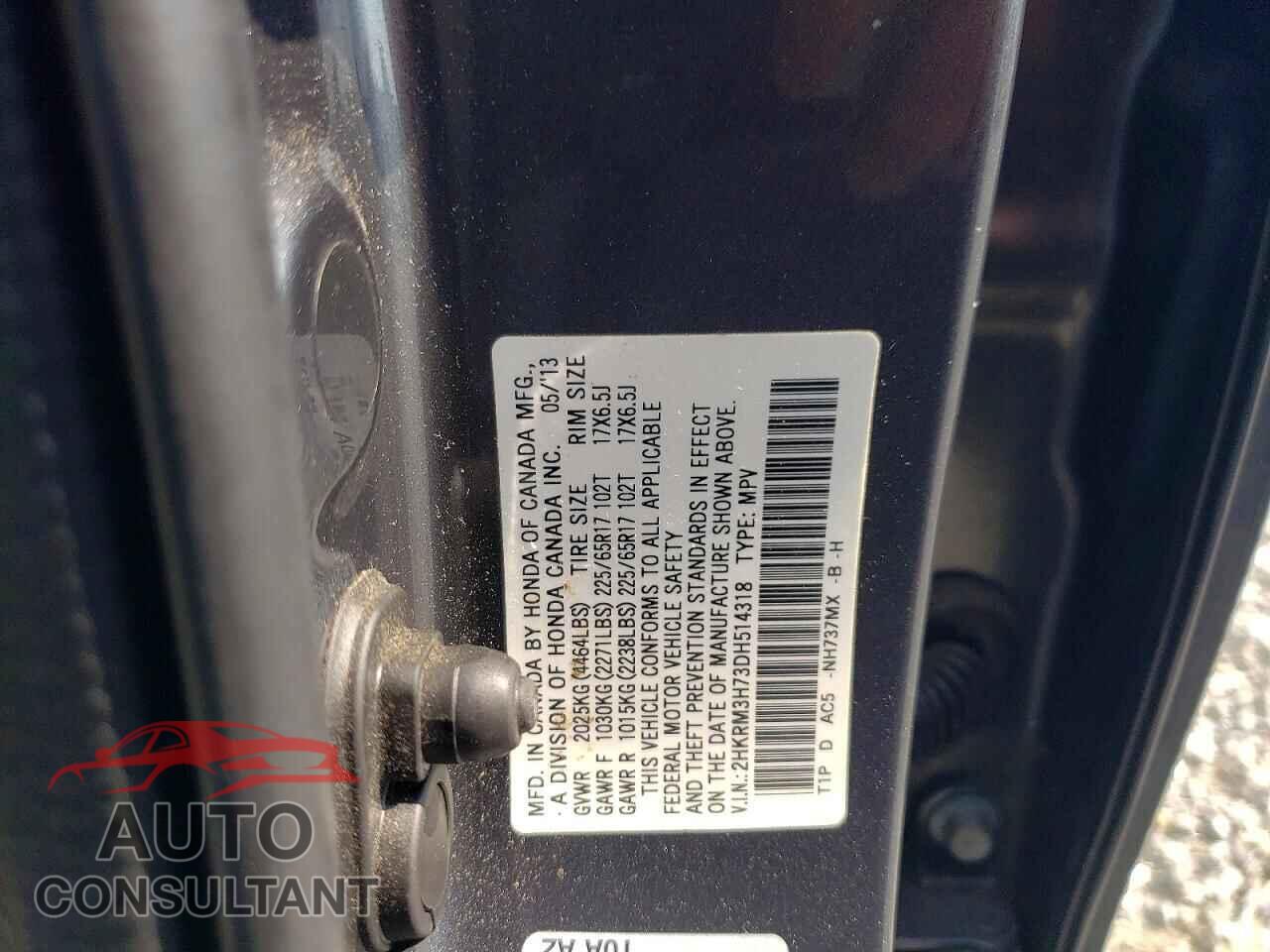 HONDA CRV 2013 - 2HKRM3H73DH514318