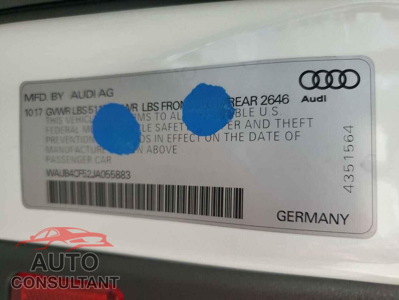 AUDI S5/RS5 2018 - WAUB4CF52JA055883