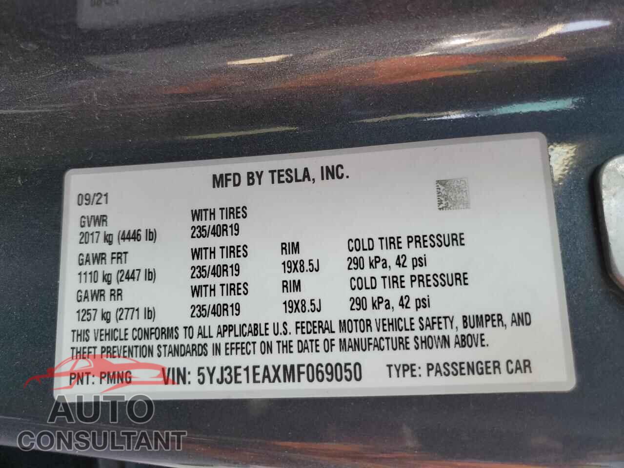 TESLA MODEL 3 2021 - 5YJ3E1EAXMF069050