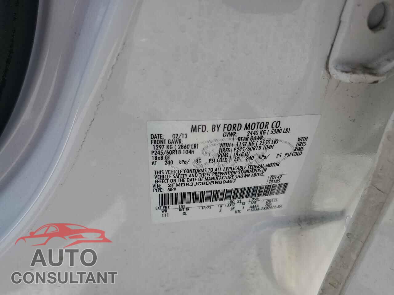 FORD EDGE 2013 - 2FMDK3JC6DBB89467