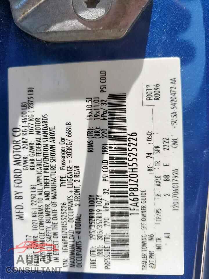 FORD MUSTANG 2017 - 1FA6P8JZ0H5525226