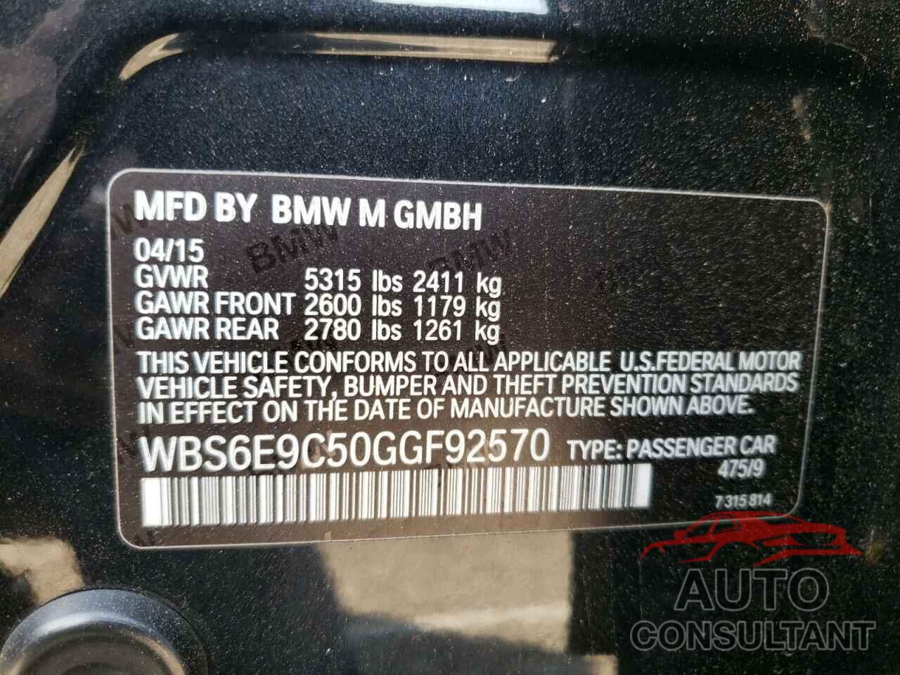 BMW M6 2016 - WBS6E9C50GGF92570