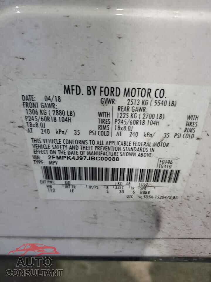 FORD EDGE 2018 - 2FMPK4J97JBC00088