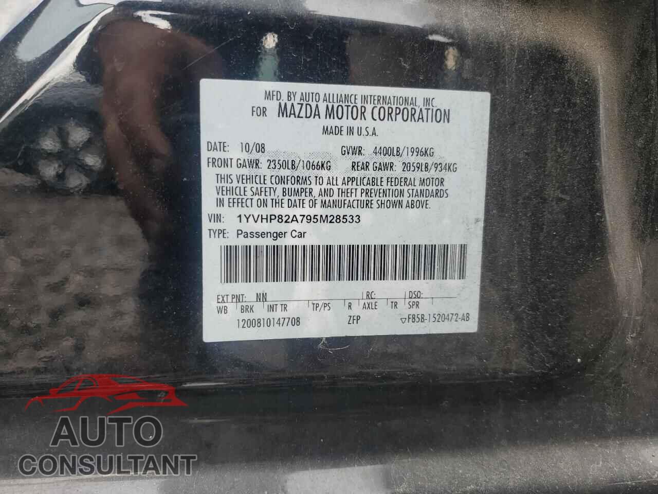 MAZDA 6 2009 - 1YVHP82A795M28533