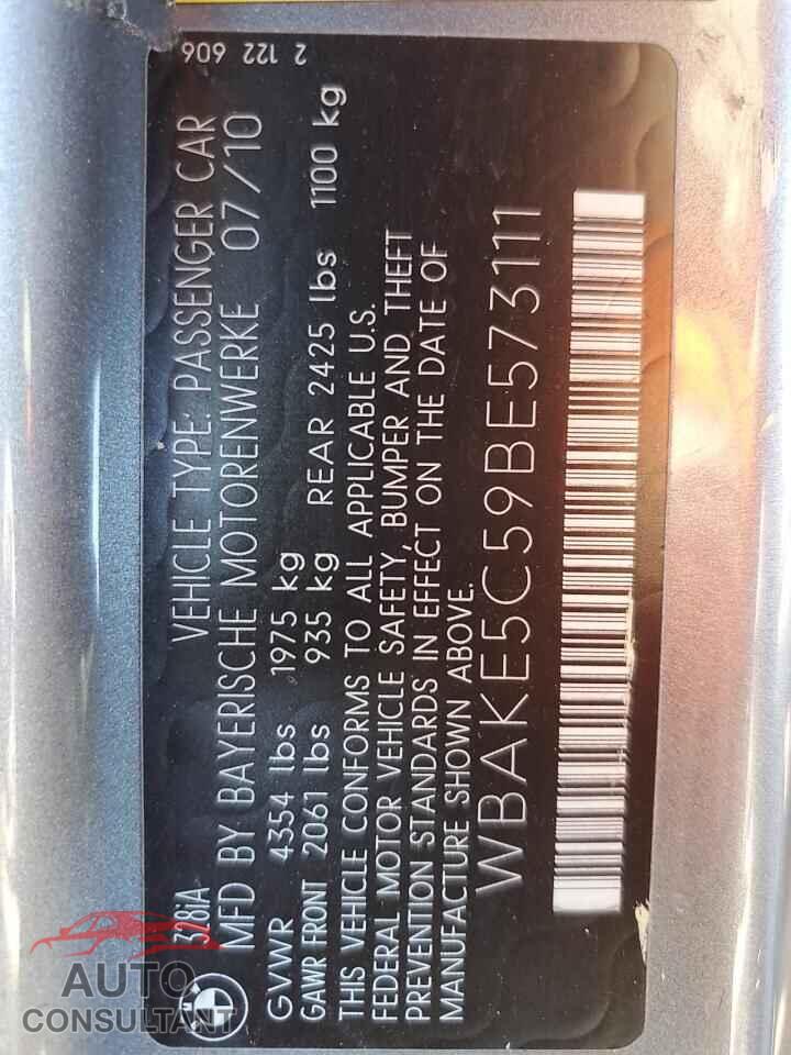 BMW 3 SERIES 2011 - WBAKE5C59BE573111