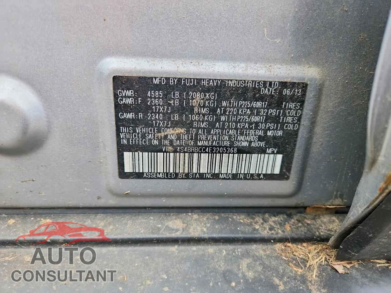 SUBARU OUTBACK 2014 - 4S4BRBCC4E3205368