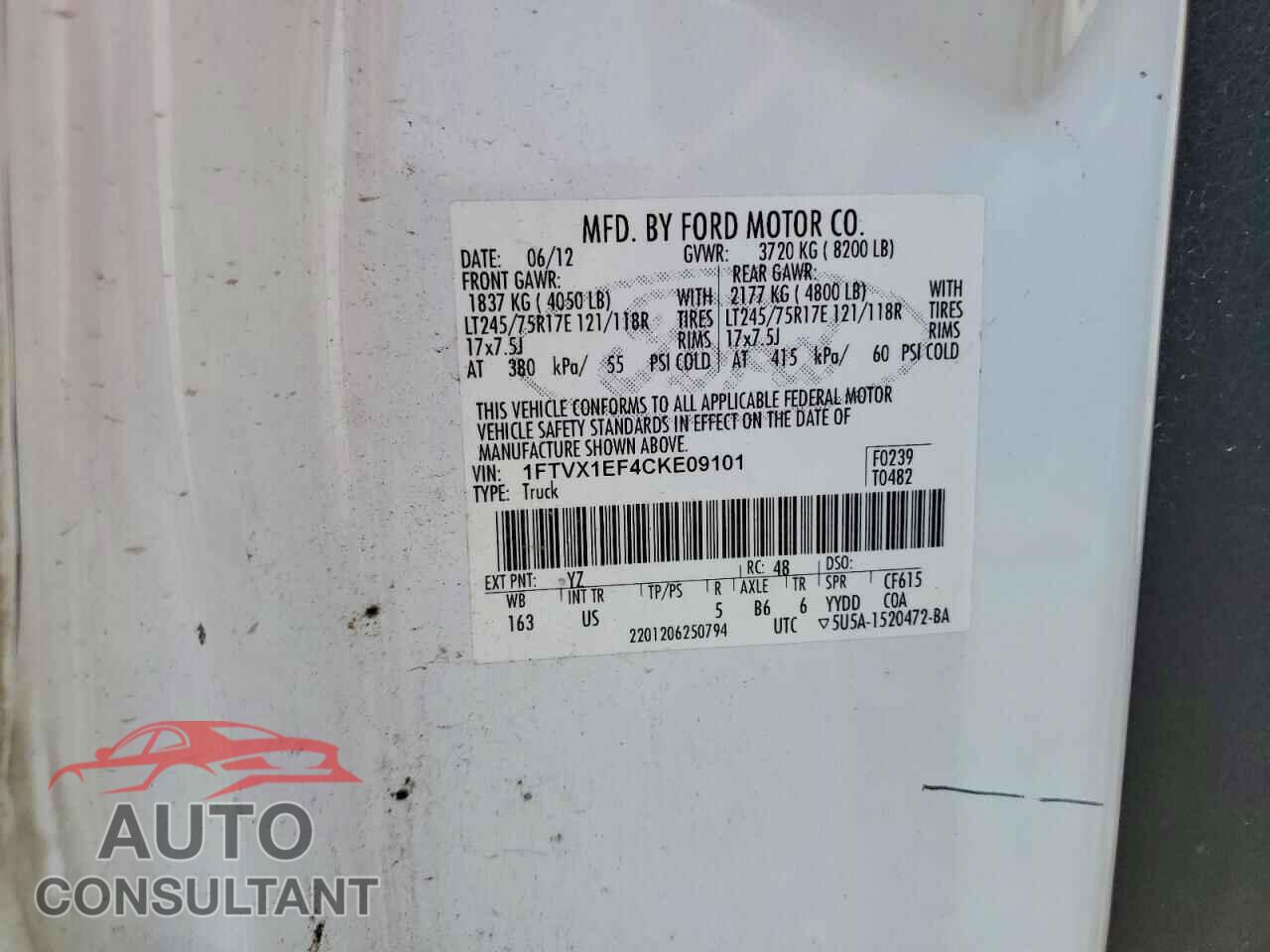 FORD F150 2012 - 1FTVX1EF4CKE09101
