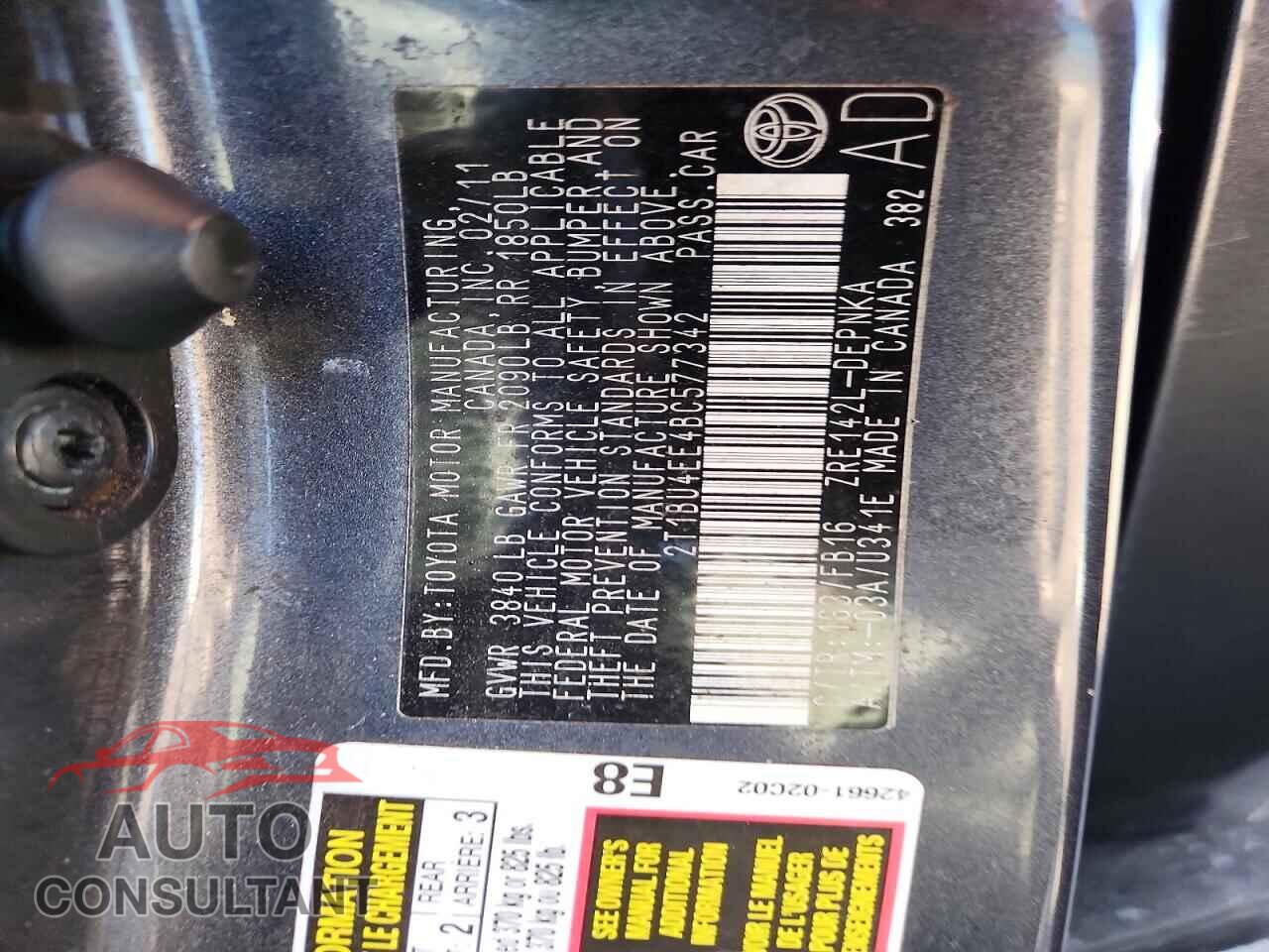 TOYOTA COROLLA 2011 - 2T1BU4EE4BC577342