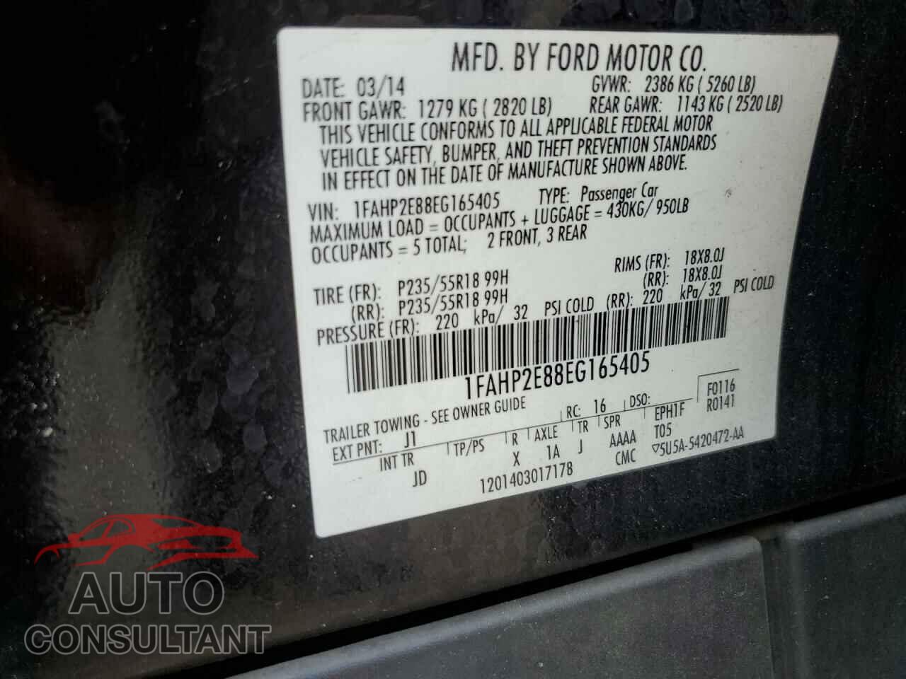 FORD TAURUS 2014 - 1FAHP2E88EG165405