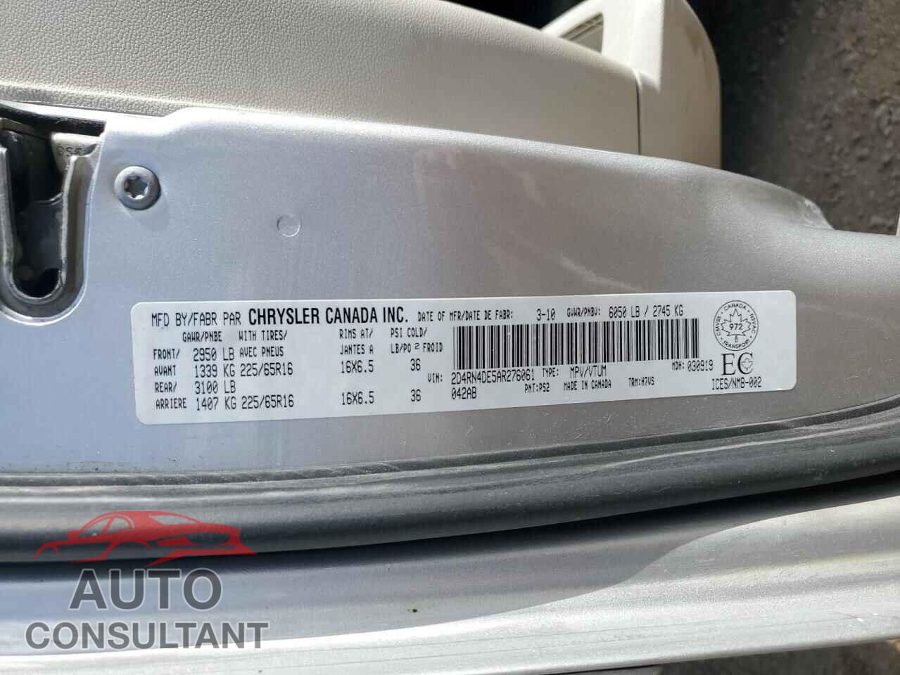 DODGE CARAVAN 2010 - 2D4RN4DE5AR276061