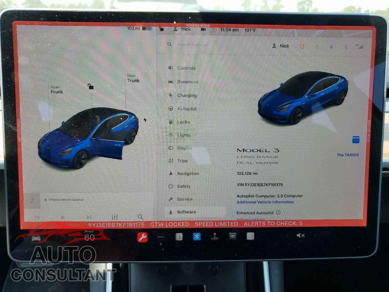 TESLA MODEL 3 2019 - 5YJ3E1EB7KF191175
