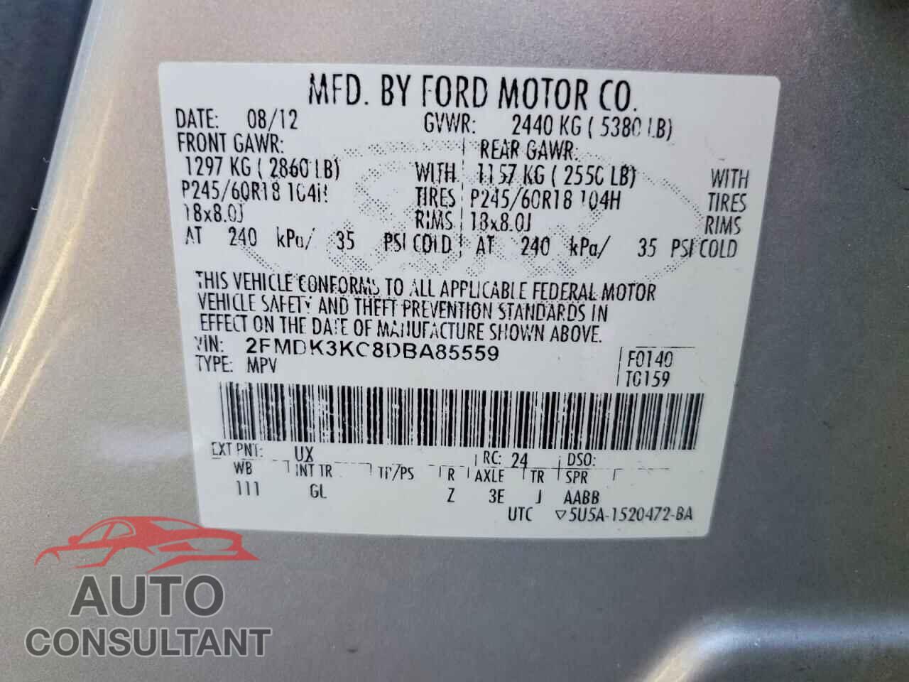 FORD EDGE 2013 - 2FMDK3KC8DBA85559