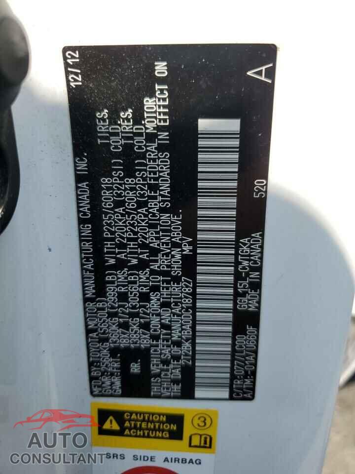 LEXUS RX350 2013 - 2T2BK1BA0DC187827
