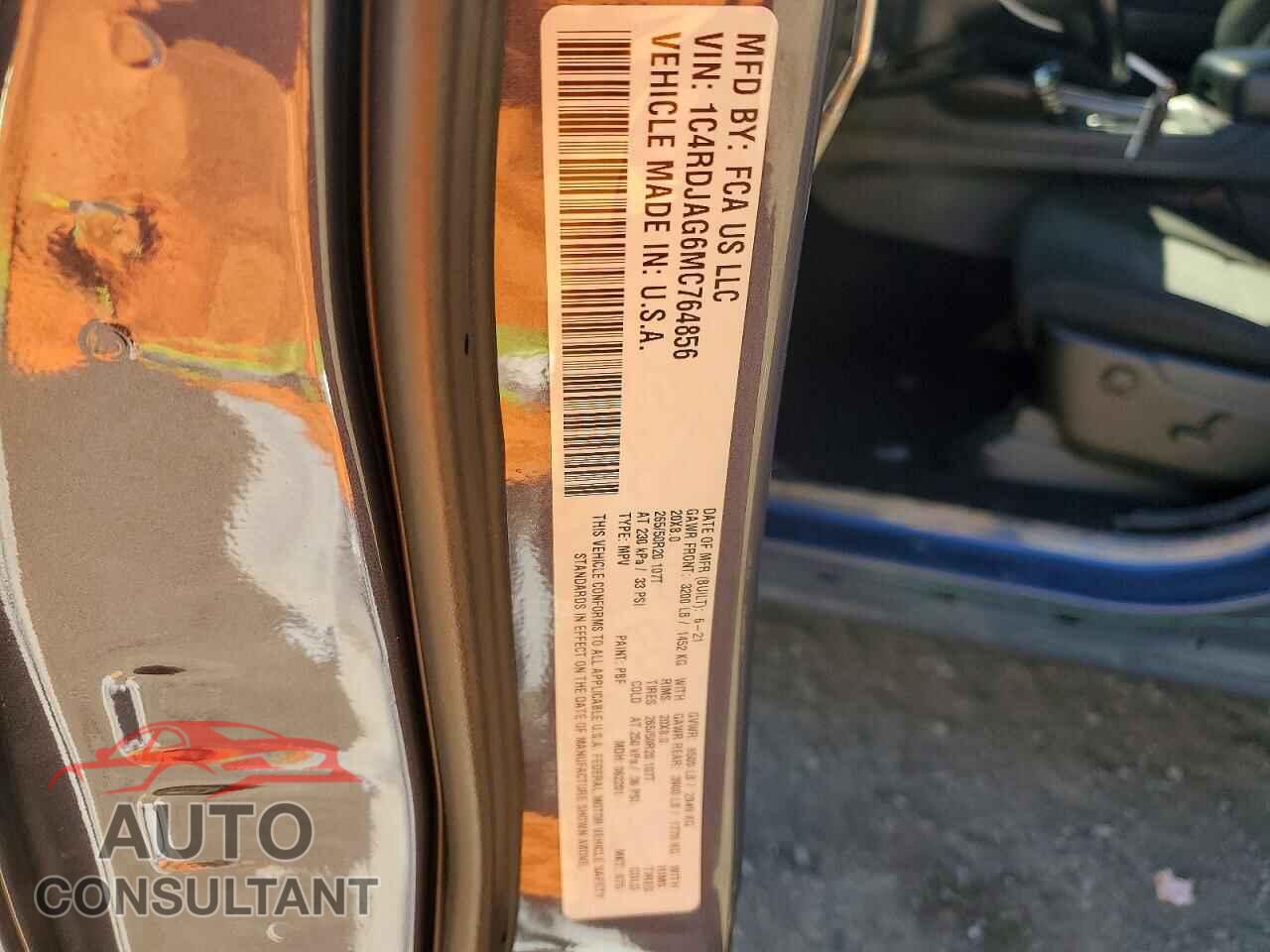 DODGE DURANGO 2021 - 1C4RDJAG6MC764856