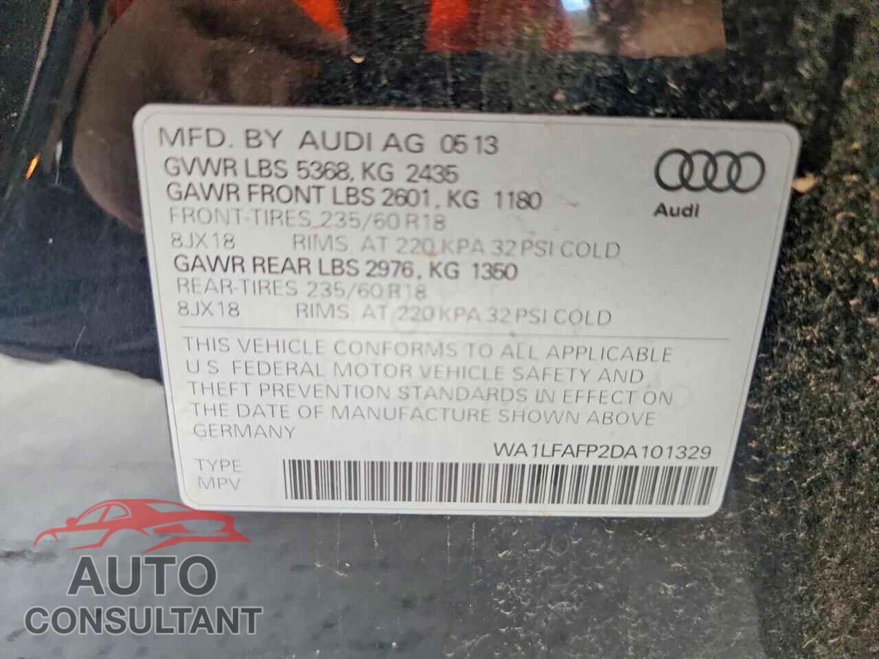 AUDI Q5 2013 - WA1LFAFP2DA101329