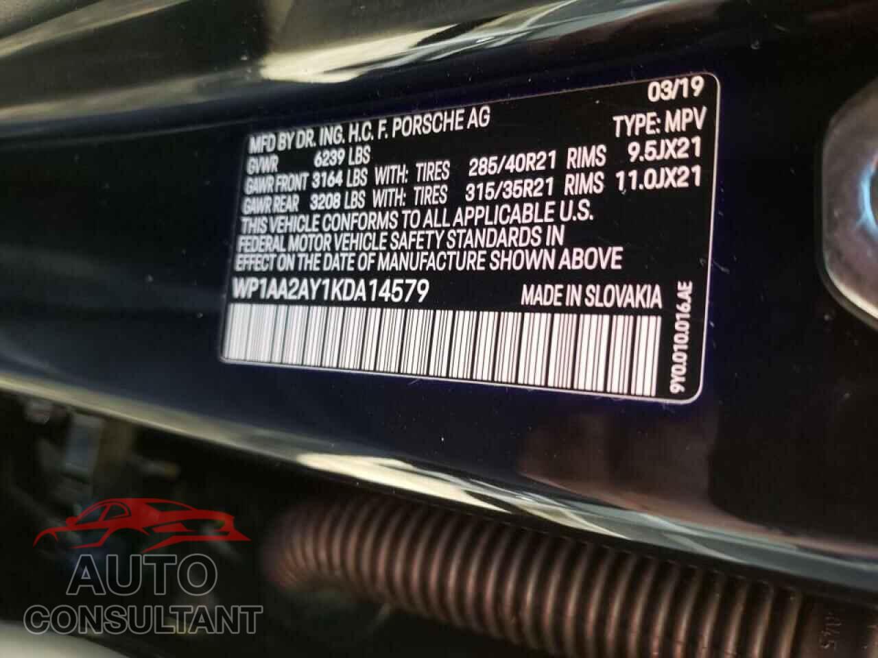 PORSCHE CAYENNE 2019 - WP1AA2AY1KDA14579