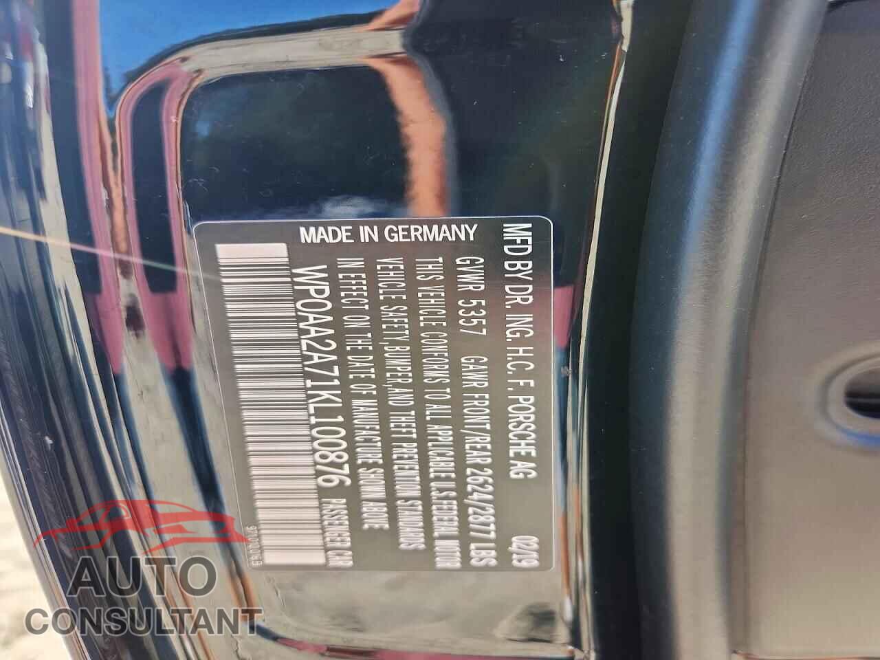 PORSCHE PANAMERA 2019 - WP0AA2A71KL100876