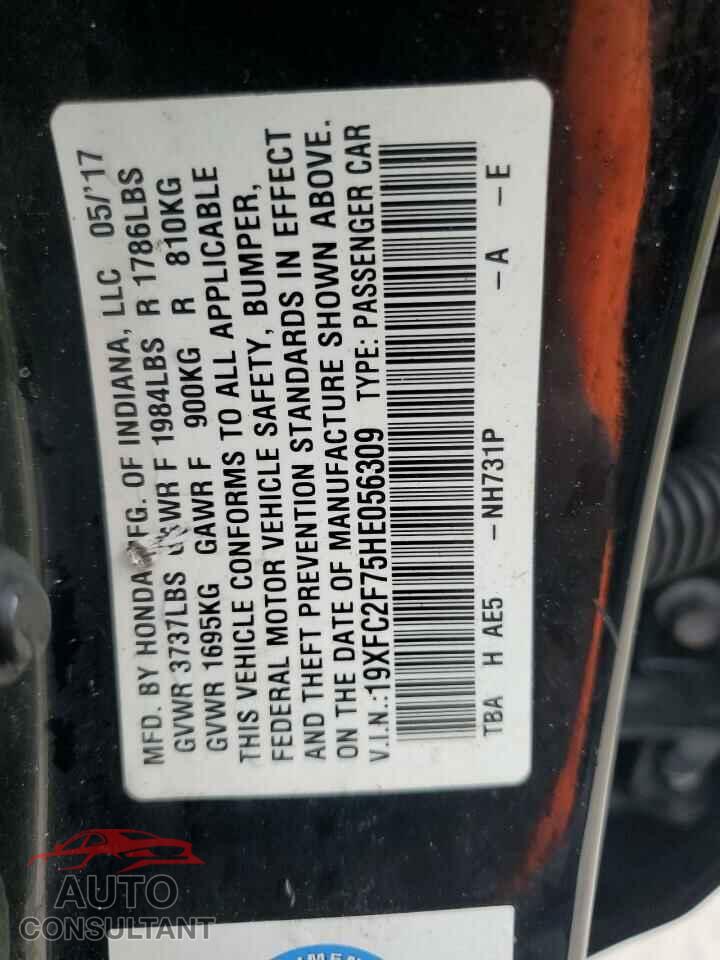 HONDA CIVIC 2017 - 19XFC2F75HE056309