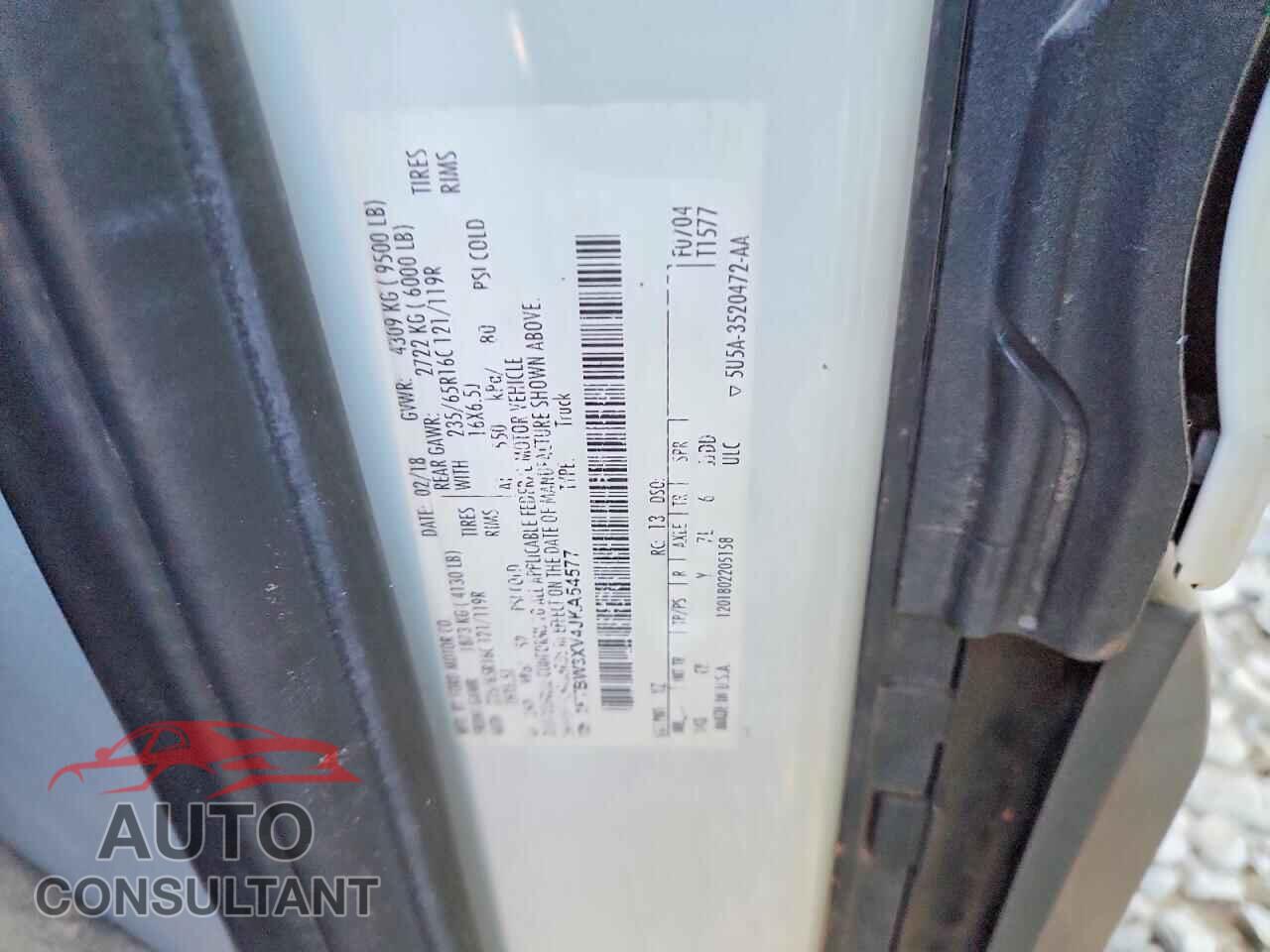 FORD TRANSIT 2018 - 1FTBW3XV4JKA54577