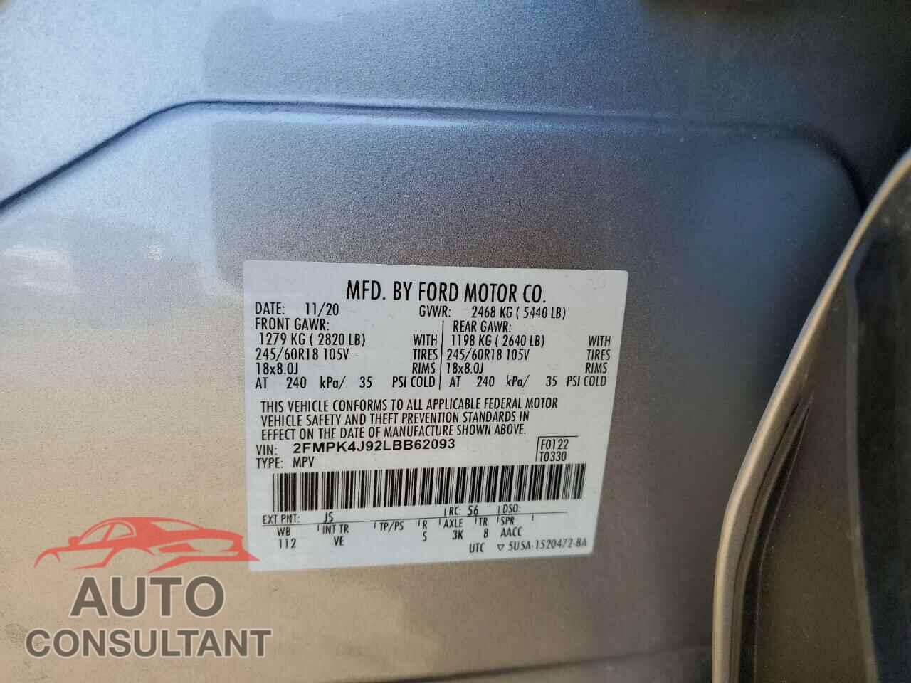 FORD EDGE 2020 - 2FMPK4J92LBB62093