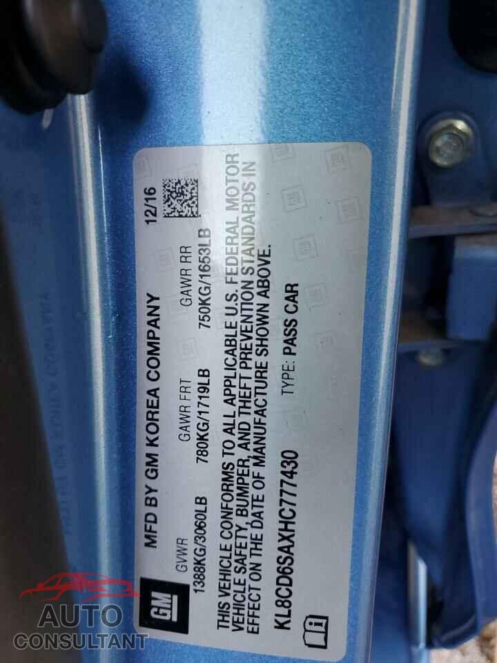 CHEVROLET SPARK 2017 - KL8CD6SAXHC777430