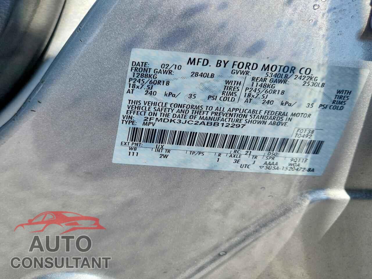 FORD EDGE 2010 - 2FMDK3JC2ABB12297