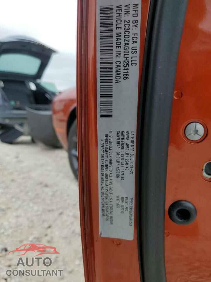 DODGE CHALLENGER 2020 - 2C3CDZAG0LH254166