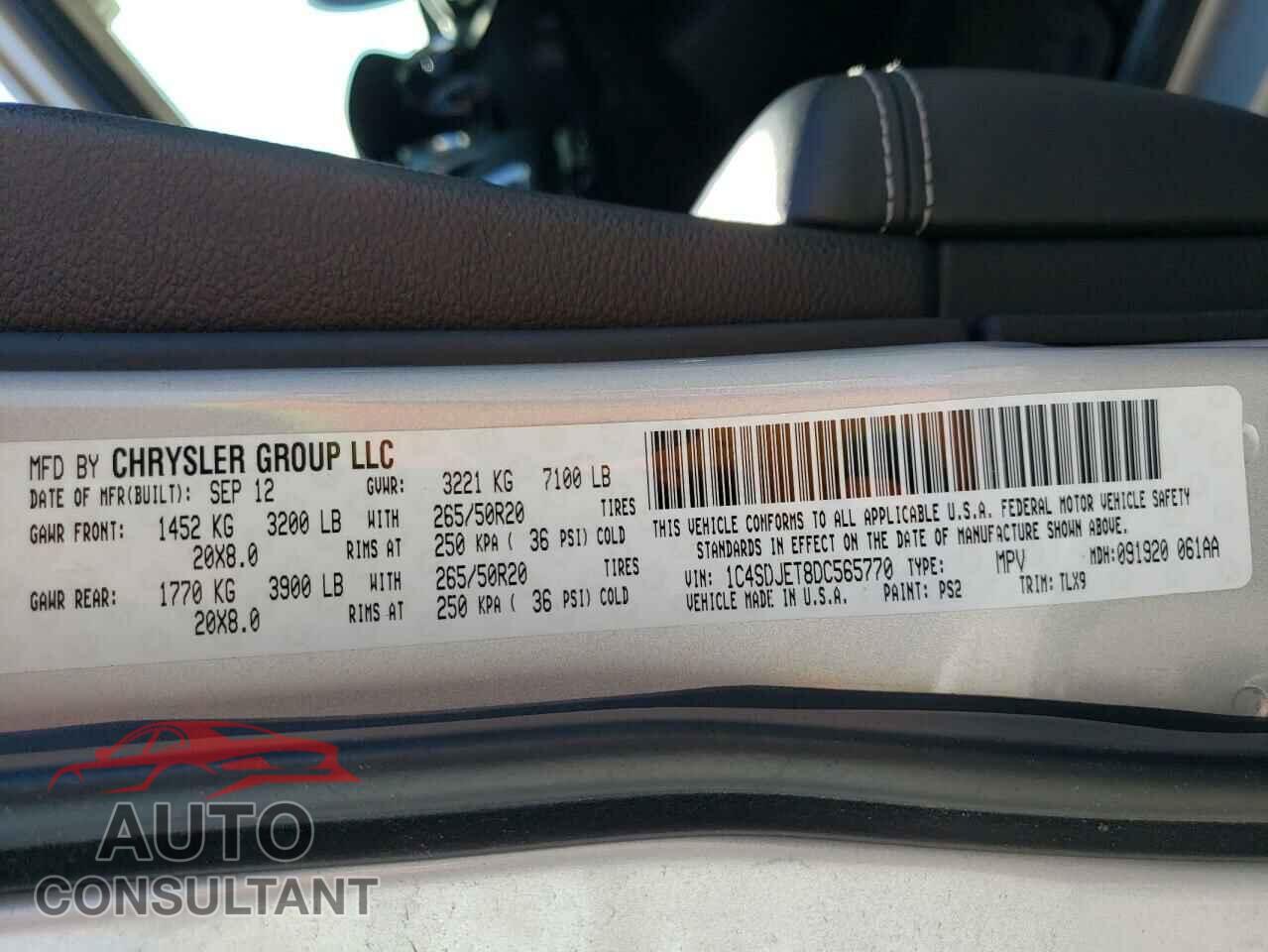DODGE DURANGO 2013 - 1C4SDJET8DC565770