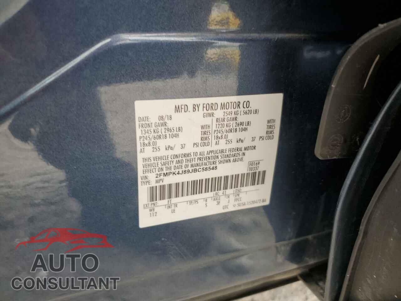 FORD EDGE 2018 - 2FMPK4J89JBC58548