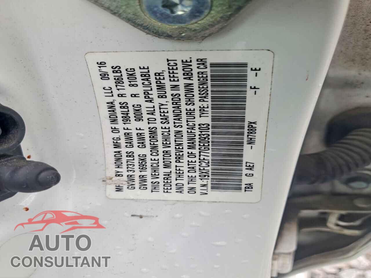 HONDA CIVIC 2016 - 19XFC2F77GE093103
